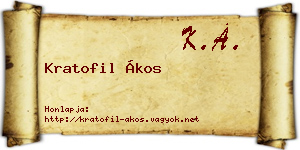 Kratofil Ákos névjegykártya