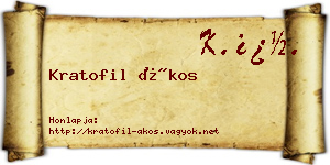 Kratofil Ákos névjegykártya